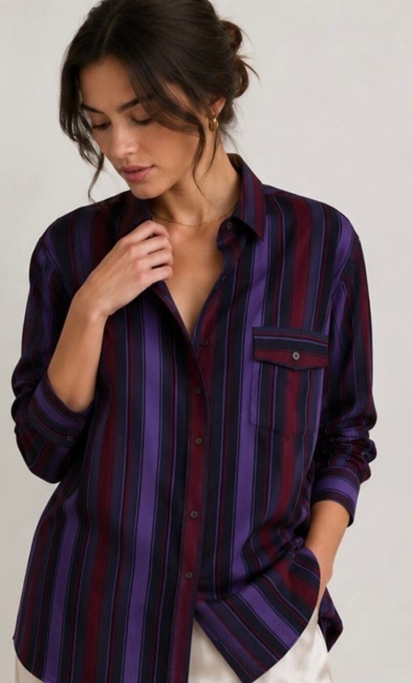 New Alexa Chung for Madewell Lou Poplin Pajama Shirt Top XS Midnight Indigo